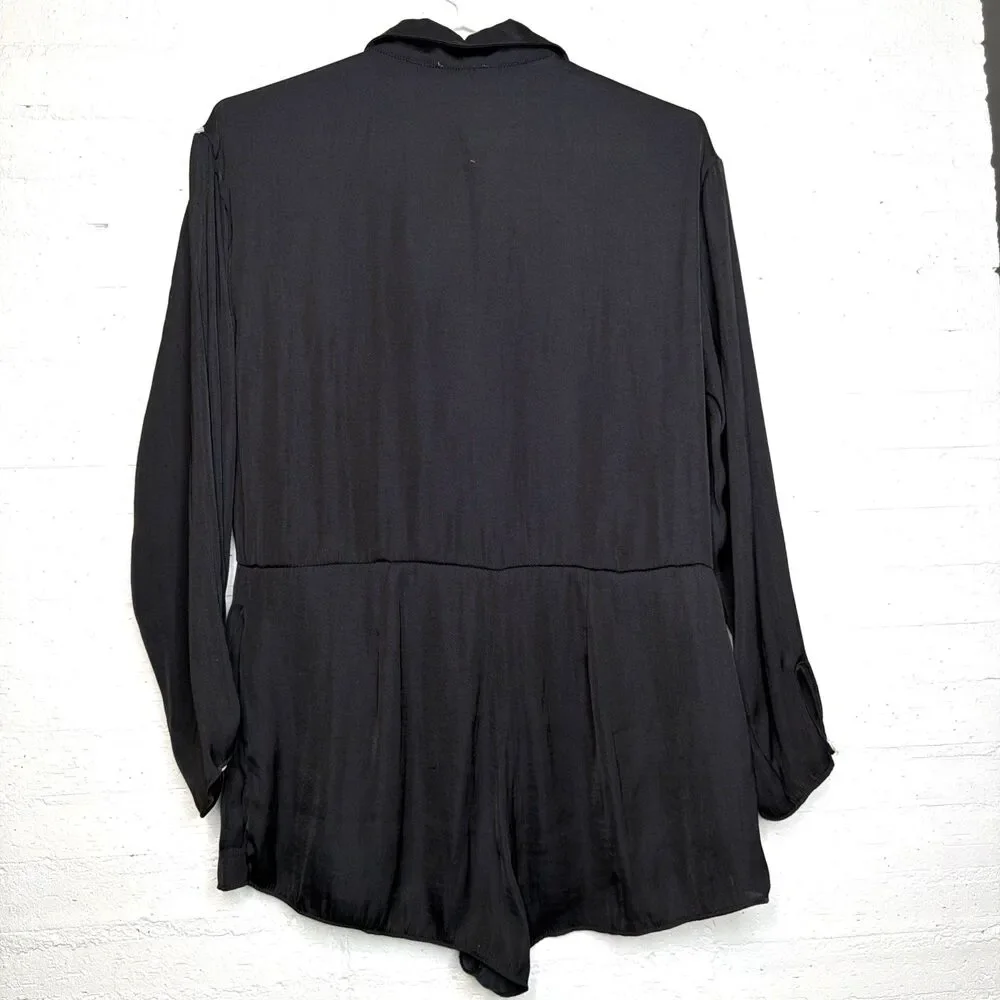 Intimately Free People Black Satin Playsuit XS NWT Boho Romantic Whimsigoth